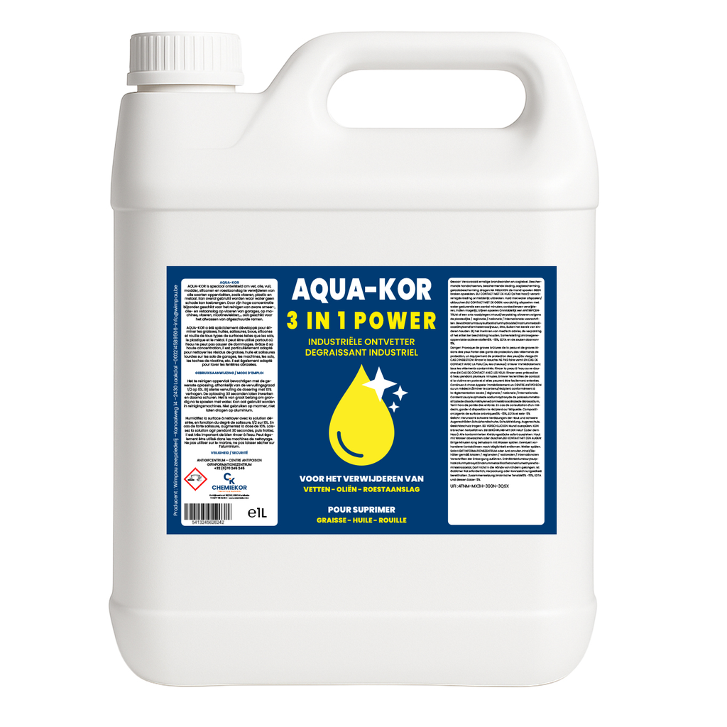 CHEMIEKOR AquaKor 5L - Verwijderen van vetten - Olie - Roestaanslag (1 Fles)