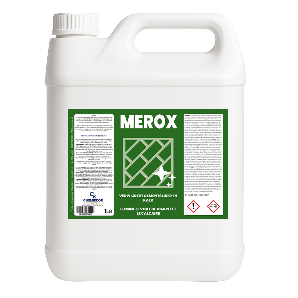 CHEMIEKOR Merox 5L - Cementsluier Verwijderen - Kalkaanslag Verwijderen (1 Fles)